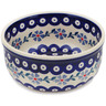 Polish Pottery Bowl 6&quot; Peacock Forget-me-not