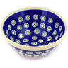 Polish Pottery Bowl 6&quot; Peacock Leaves