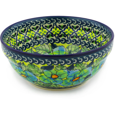 Polish Pottery Bowl 6&quot; Peek-a-blue UNIKAT