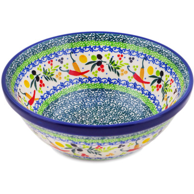 Polish Pottery Bowl 6&quot; Perfect Peppers UNIKAT