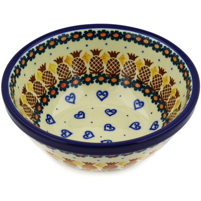 Polish Pottery Bowl 6&quot; Pineapple Paradise