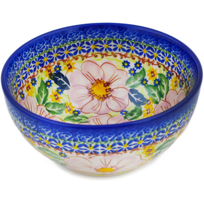 Polish Pottery Bowl 6&quot; Pink Delight