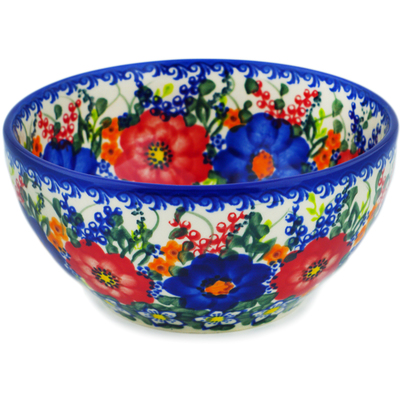Polish Pottery Bowl 6&quot; Polish Garden UNIKAT
