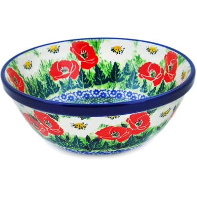 Polish Pottery Bowl 6&quot; Polish Poppies UNIKAT