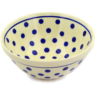 Polish Pottery Bowl 6&quot; Polka Dot