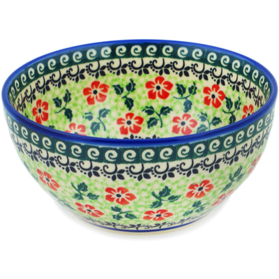 Polish Pottery Bowl 6&quot; Poppies Charm UNIKAT