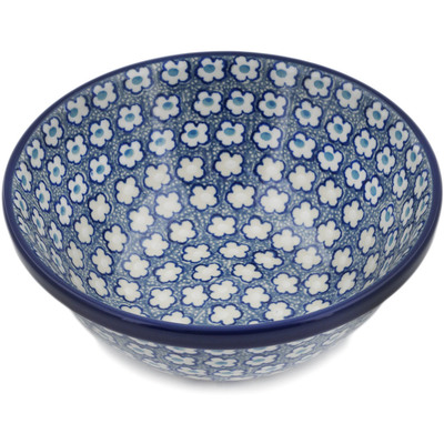 Polish Pottery Bowl 6&quot; Popping Blues UNIKAT