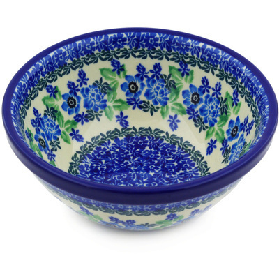 Polish Pottery Bowl 6&quot; Pretty In Blue