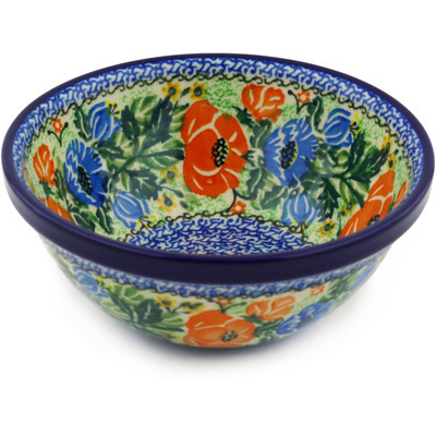 Polish Pottery Bowl 6&quot; Radient Poppy UNIKAT