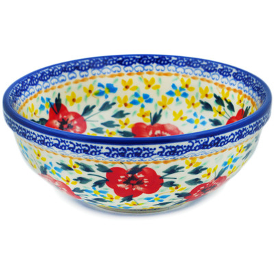 Polish Pottery Bowl 6&quot; Rainbow Field UNIKAT