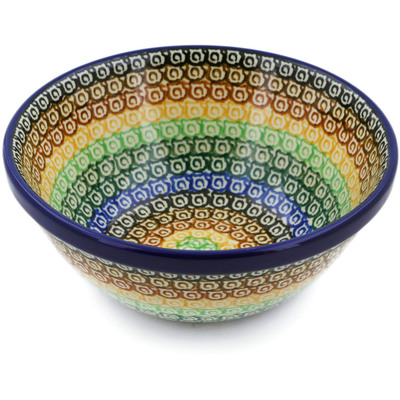 Polish Pottery Bowl 6&quot; Rainbow Swirl