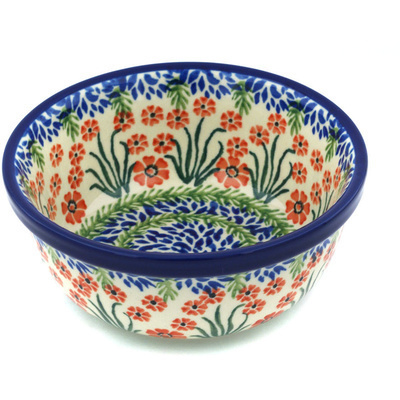 Polish Pottery Bowl 6&quot; Red April Showers