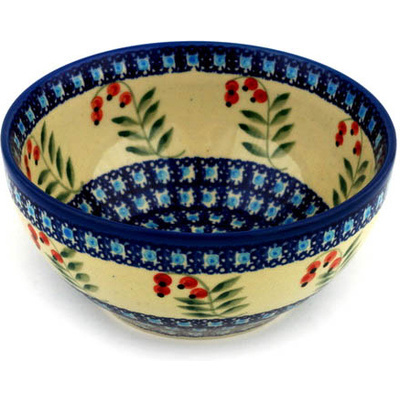 Polish Pottery Bowl 6&quot; Red Berries