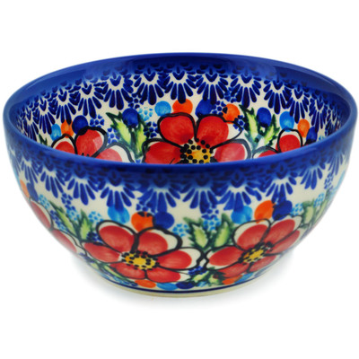 Polish Pottery Bowl 6&quot; Red Delight UNIKAT