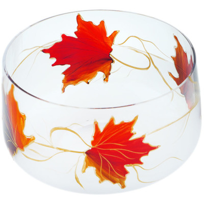 Glass Bowl 6&quot; Red Fall Glass