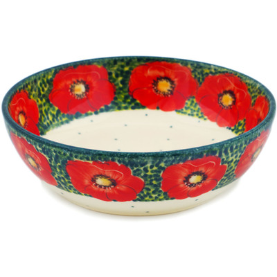Polish Pottery Bowl 6&quot; Red Garland UNIKAT