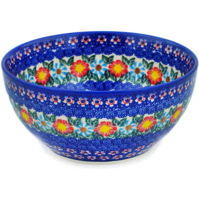 Polish Pottery Bowl 6&quot; Red-hot Summer UNIKAT