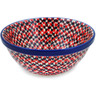 Polish Pottery Bowl 6&quot; Red Houndstooth