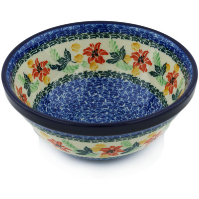 Polish Pottery Bowl 6&quot; Red Lily