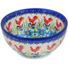 Polish Pottery Bowl 6&quot; Red Rooster UNIKAT