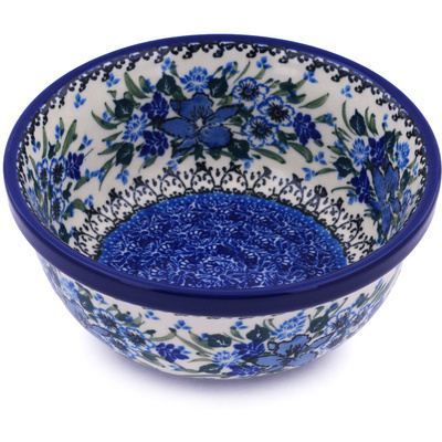 Polish Pottery Bowl 6&quot; Rhapsody In Blue UNIKAT