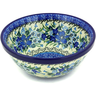 Polish Pottery Bowl 6&quot; Rhapsody In Blue UNIKAT