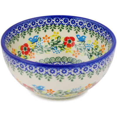 Polish Pottery Bowl 6&quot; Ring Of Meadow Flowers