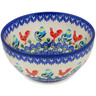 Polish Pottery Bowl 6&quot; Rising Roosters UNIKAT