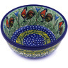 Polish Pottery Bowl 6&quot; Rooster Parade UNIKAT