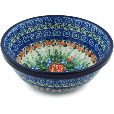 Polish Pottery Bowl 6&quot; Rose Splendor UNIKAT