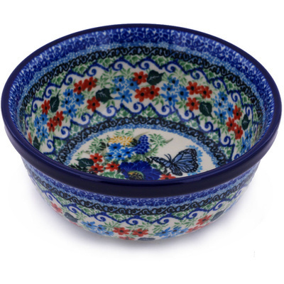 Polish Pottery Bowl 6&quot; Royal Blue Monarch UNIKAT