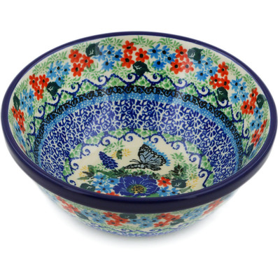 Polish Pottery Bowl 6&quot; Royal Blue Monarch UNIKAT