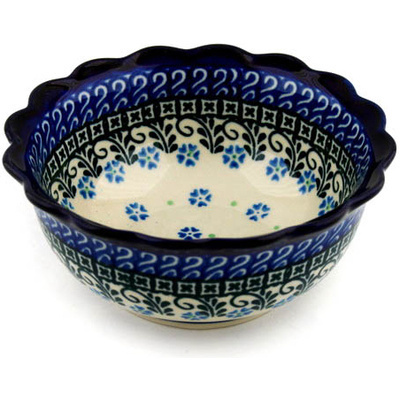 Polish Pottery Bowl 6&quot; Royal Clover Flower