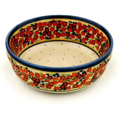 Polish Pottery Bowl 6&quot; Russett Floral