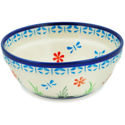 Polish Pottery Bowl 6&quot; Savannah Tiger Trails