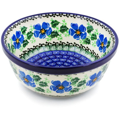 Polish Pottery Bowl 6&quot; Scarlet Pimpernel Flower