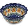 Polish Pottery Bowl 6&quot; Sea Fall Yellow Flowers