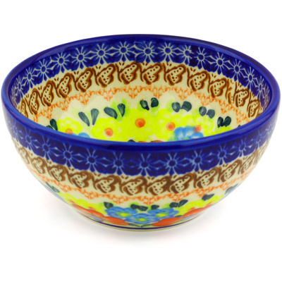 Polish Pottery Bowl 6&quot; Shining Bright UNIKAT