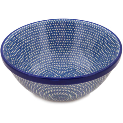 Polish Pottery Bowl 6&quot; Slate Blue Dots UNIKAT