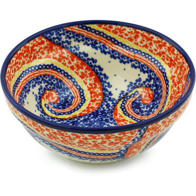 Polish Pottery Bowl 6&quot; Spiral Joy UNIKAT