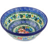 Polish Pottery Bowl 6&quot; Splendid Hibiscus UNIKAT
