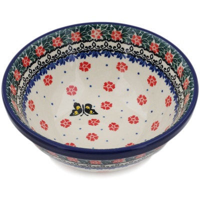 Polish Pottery Bowl 6&quot; Spring Butterfly