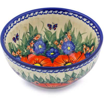 Polish Pottery Bowl 6&quot; Spring Garden UNIKAT