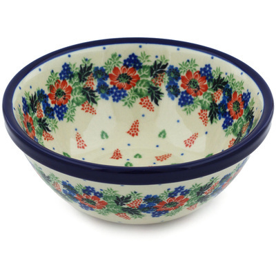 Polish Pottery Bowl 6&quot; Spring Garland