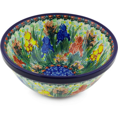 Polish Pottery Bowl 6&quot; Spring Iris UNIKAT