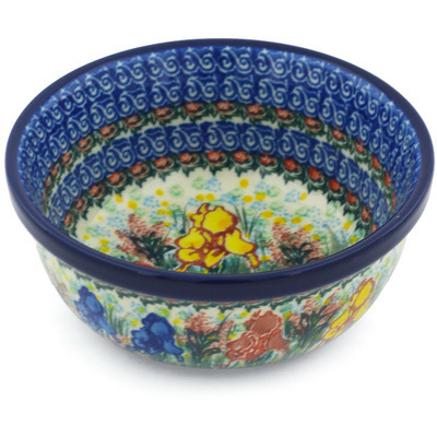 Polish Pottery Bowl 6&quot; Spring Iris UNIKAT