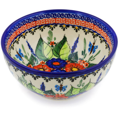Polish Pottery Bowl 6&quot; Spring Splendor
