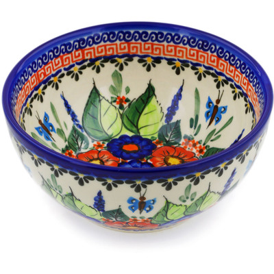 Polish Pottery Bowl 6&quot; Spring Splendor UNIKAT
