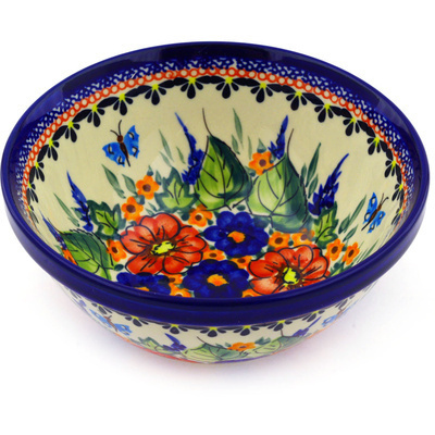 Polish Pottery Bowl 6&quot; Spring Splendor UNIKAT