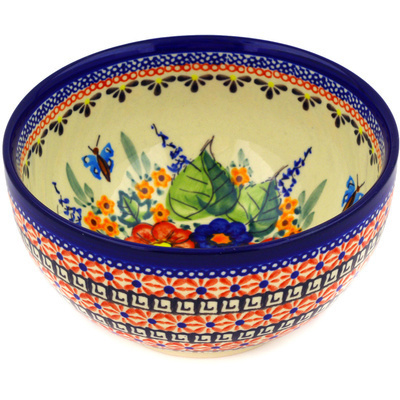 Polish Pottery Bowl 6&quot; Spring Splendor UNIKAT